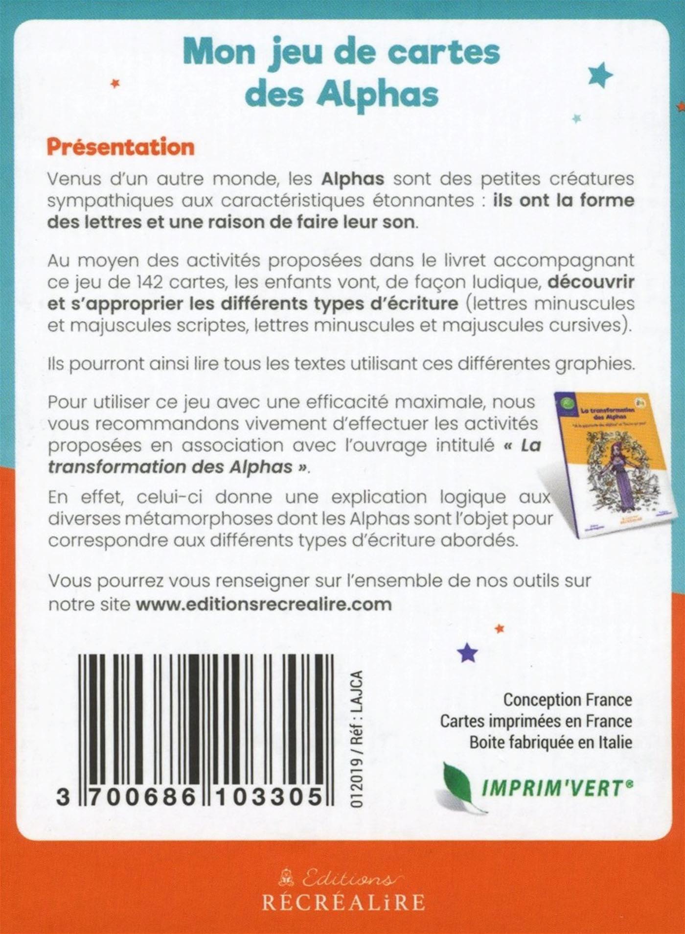 Livre Coffret Mon Jeu De Cartes Des Alphas J Apprends Les Differents Types D Ecriture En M Amusant Messageries Adp