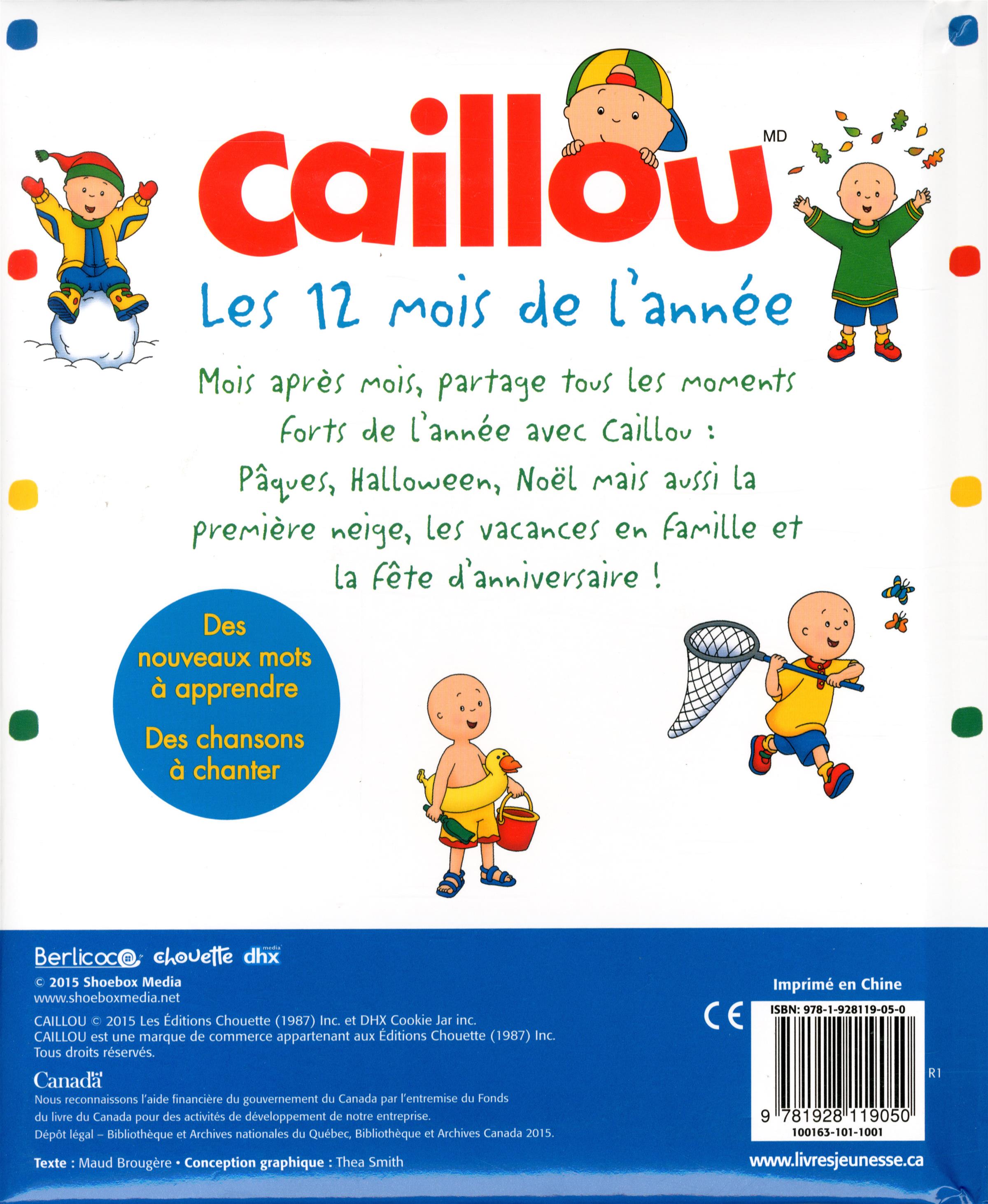 Livre Caillou Les 12  mois  de  l  ann e 15 comptines pour 