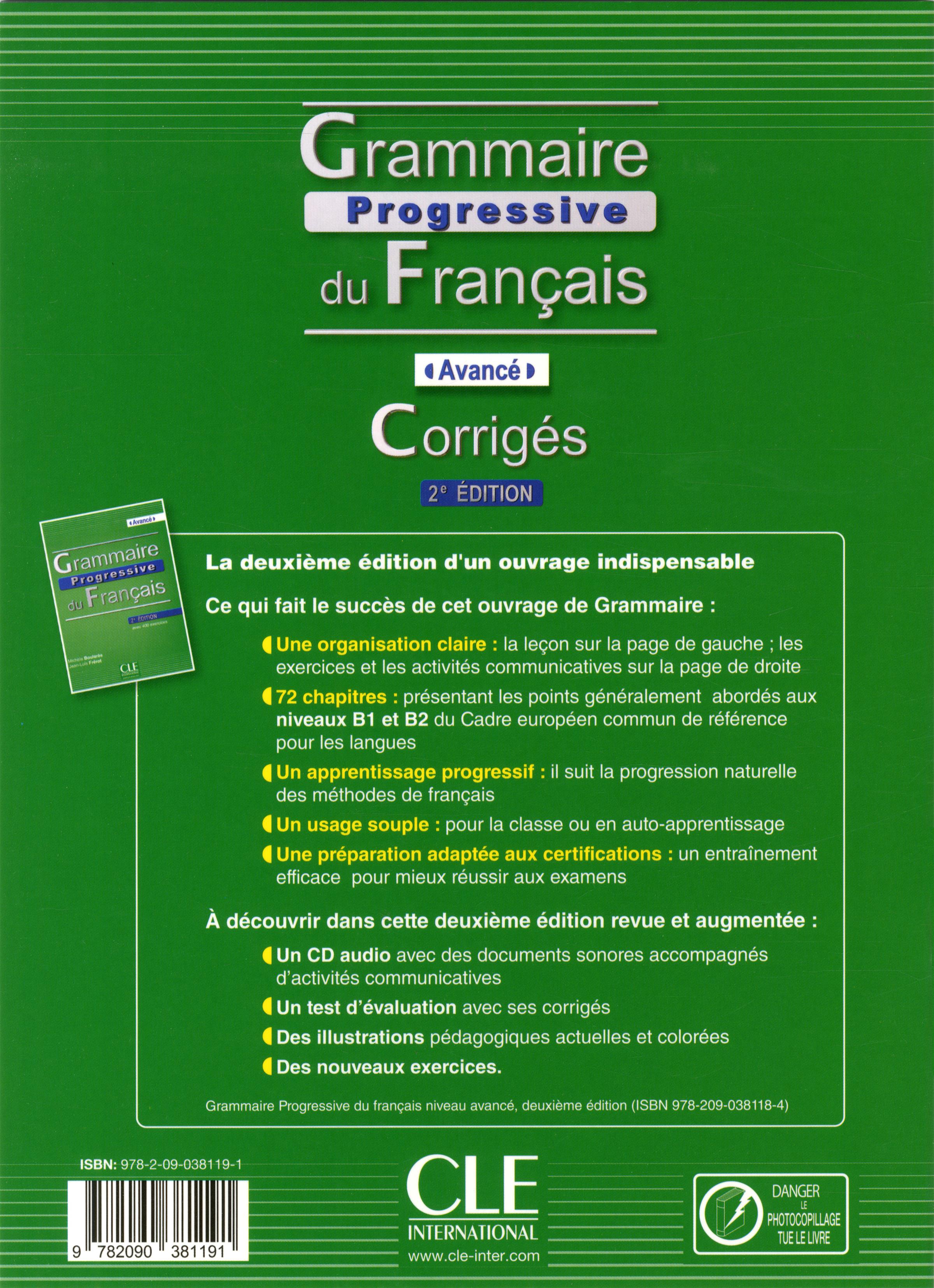 Livre Grammaire Progressive Du Français - Avancé - Corrigés - Avec 400 ...