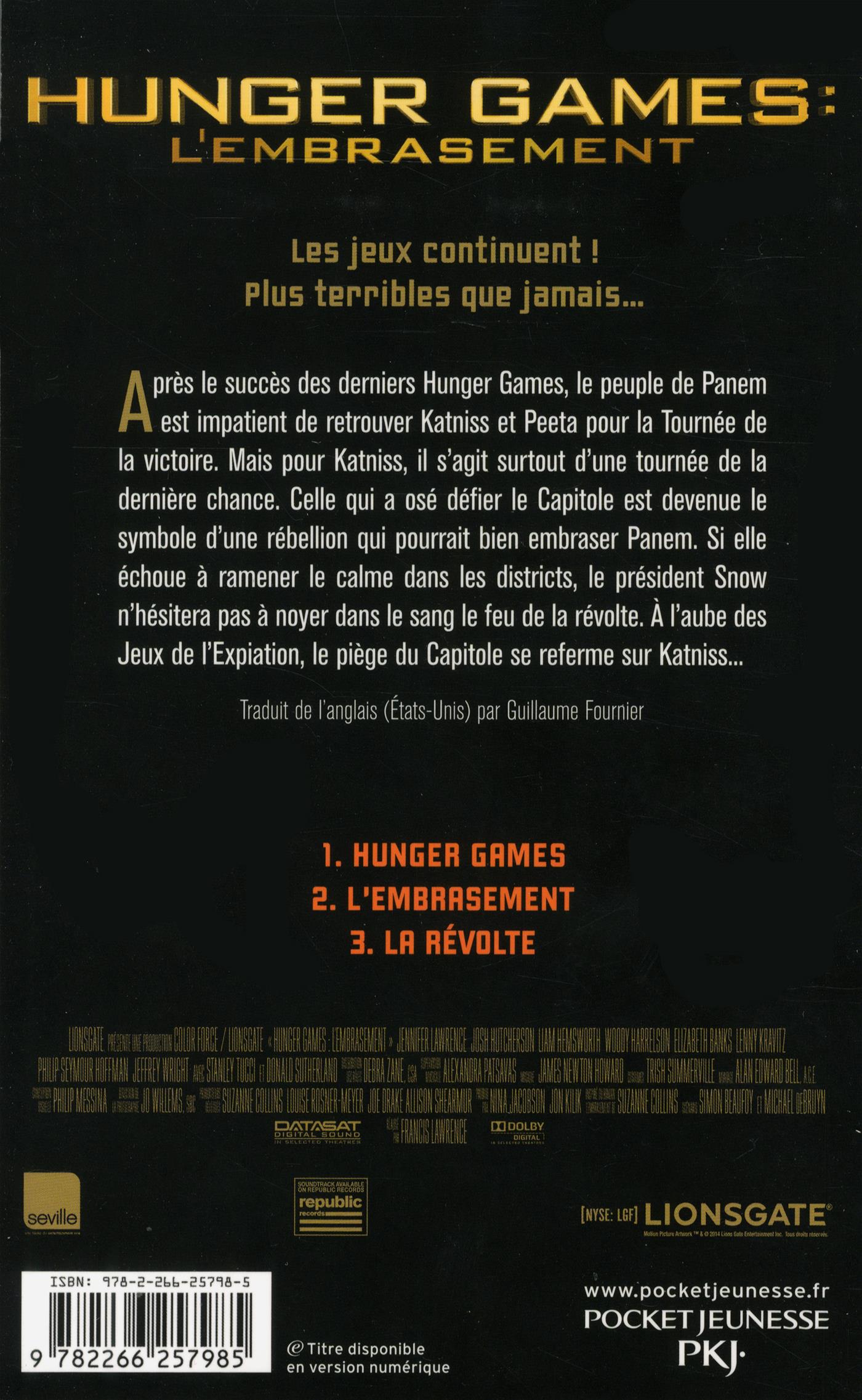 Livre Hunger Games Tome 2 L'embrasement Messageries ADP