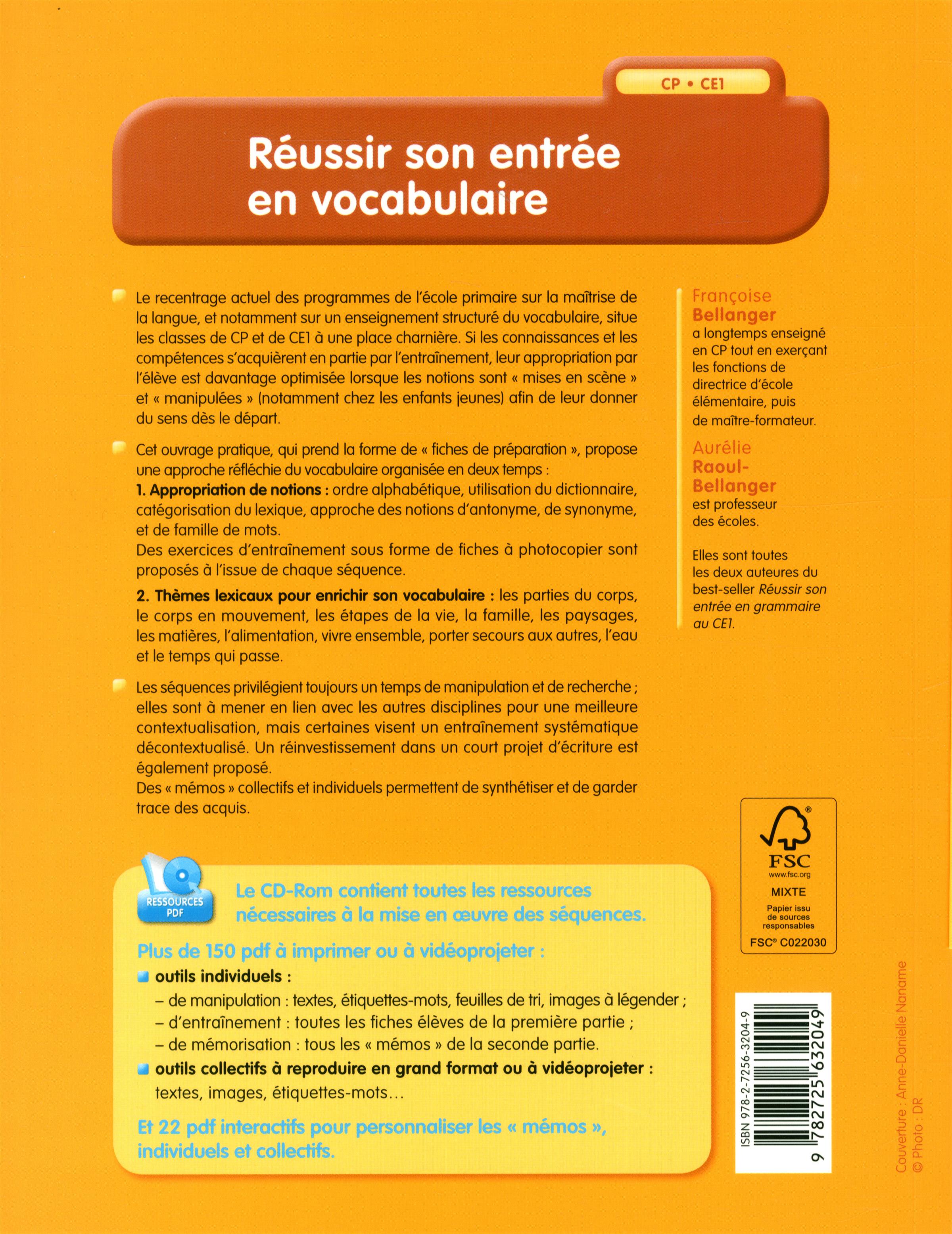 Réussir Son Entrée En Vocabulaire Cycle 2 Livre Réussir son entrée en vocabulaire - CP CE1 - (+ CD-Rom