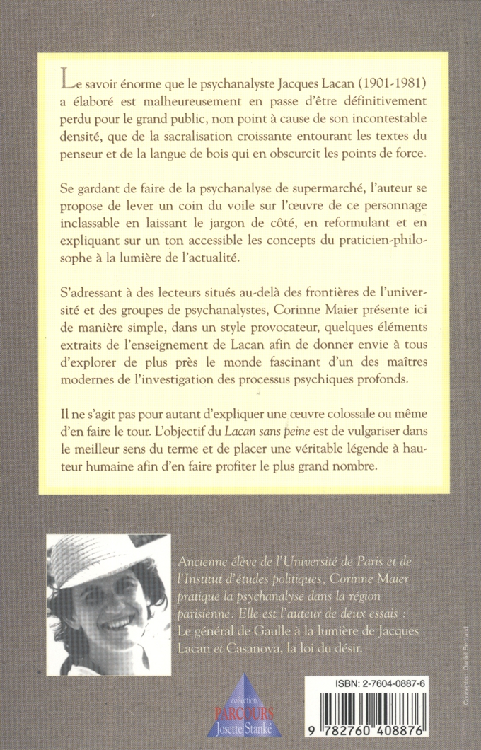 Livre Lacan sans peine La psychanalyse de Jacques Lacan à la portée de tous Messageries ADP