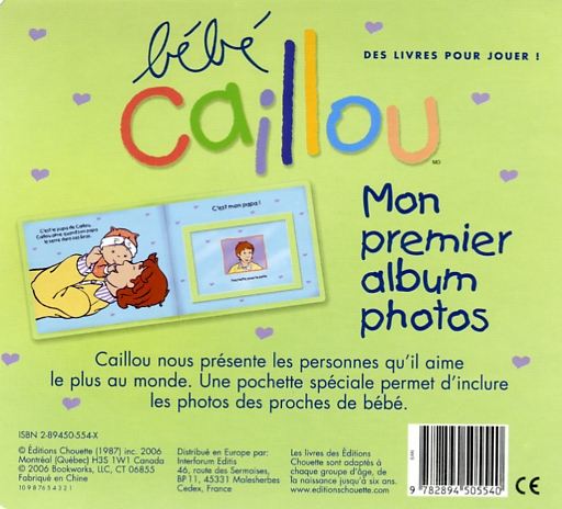 Caillou Mon livre de naissance - Un album photos et un album