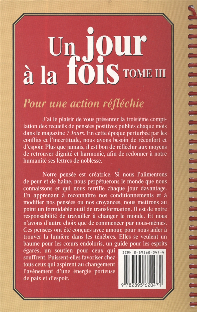 Livre Un Jour A La Fois Recueil T.3 | Messageries ADP