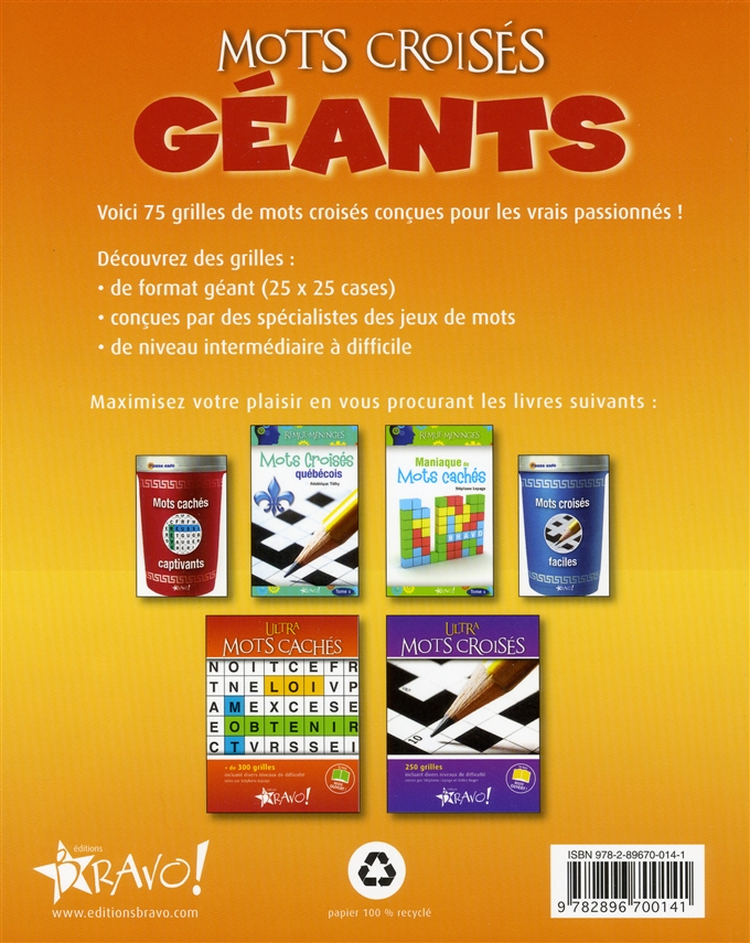 Le Grand Livre Des Premiers Mots Croisés Livre Mots croisés géants - 75 grilles géantes pour les vrais