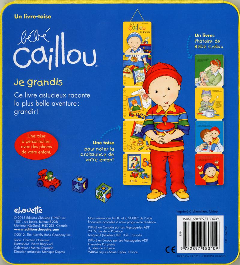 Livre Bebe Caillou Je Grandis Messageries Adp