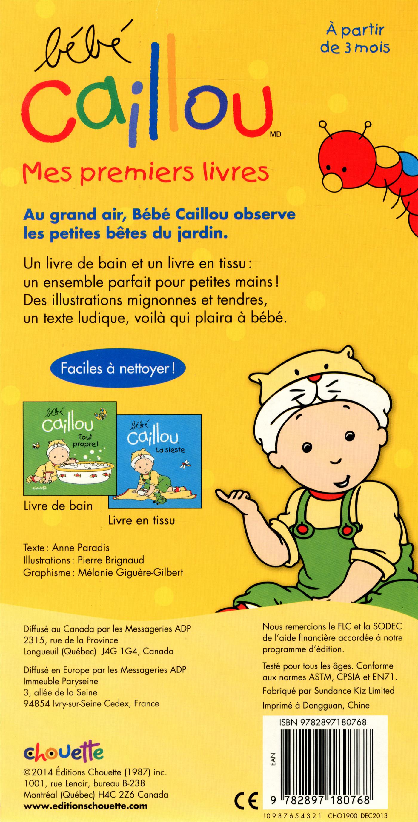 Livre Bebe Caillou Mes Premiers Livres Ensemble 2 Livres Livre De Bain Et Livre En Tissu Messageries Adp